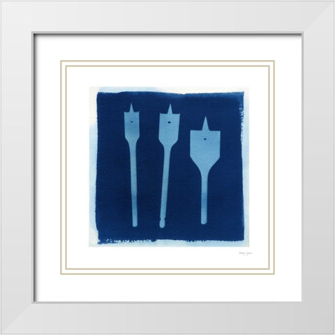 Cyanotype Tools VII White Modern Wood Framed Art Print with Double Matting by Green, Nancy