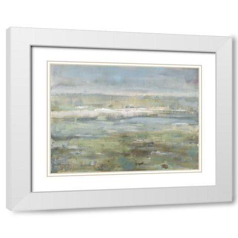 Gray Blue Field White Modern Wood Framed Art Print with Double Matting by Nai, Danhui