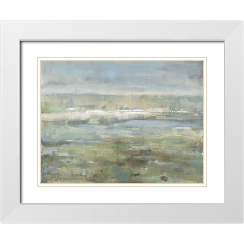 Gray Blue Field White Modern Wood Framed Art Print with Double Matting by Nai, Danhui