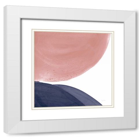 Pools of Navy Pink II White Modern Wood Framed Art Print with Double Matting by Rhue, Piper