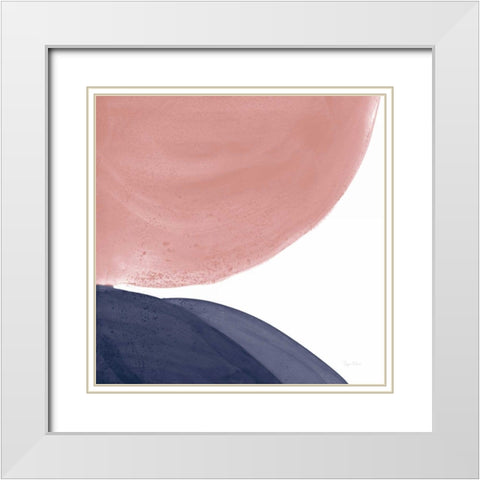 Pools of Navy Pink II White Modern Wood Framed Art Print with Double Matting by Rhue, Piper
