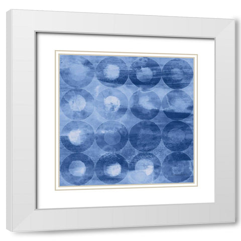 Touching Circles III Navy White Modern Wood Framed Art Print with Double Matting by Nai, Danhui