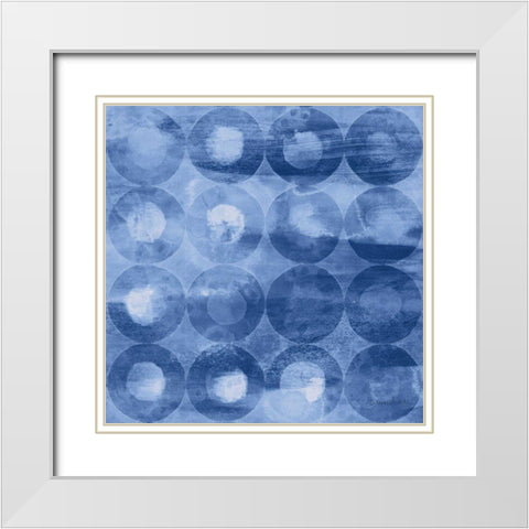 Touching Circles III Navy White Modern Wood Framed Art Print with Double Matting by Nai, Danhui