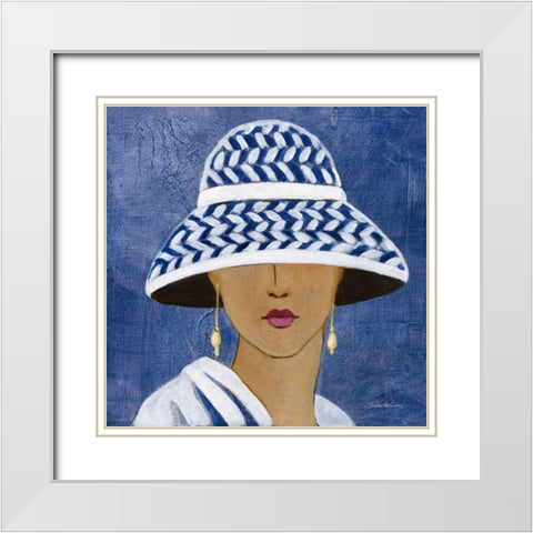 Lady with Hat II White Modern Wood Framed Art Print with Double Matting by Vassileva, Silvia
