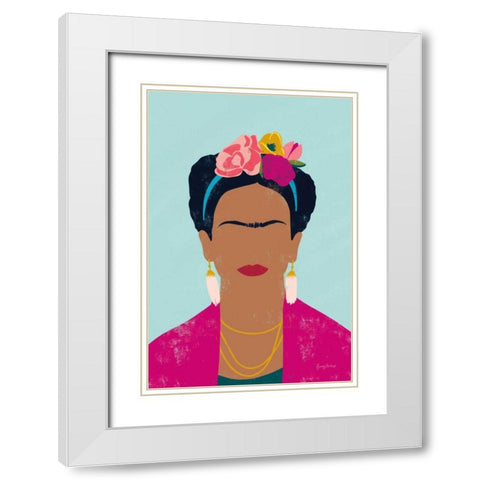 Frida Kahlo I White Modern Wood Framed Art Print with Double Matting by Thorns, Becky