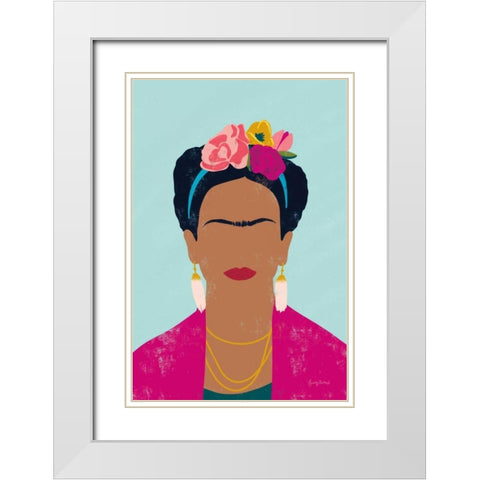 Frida Kahlo I White Modern Wood Framed Art Print with Double Matting by Thorns, Becky