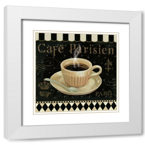 Cafe Parisien I White Modern Wood Framed Art Print with Double Matting by Brissonnet, Daphne