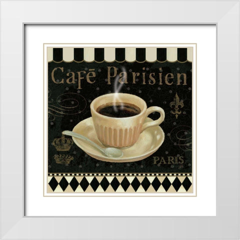 Cafe Parisien I White Modern Wood Framed Art Print with Double Matting by Brissonnet, Daphne