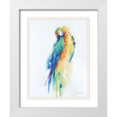 Colorful Parrots II White Modern Wood Framed Art Print with Double Matting by Valle, Aimee Del