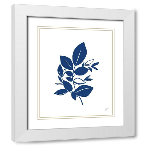 Bay Leaves Blue I White Modern Wood Framed Art Print with Double Matting by Panganiban, Karyn