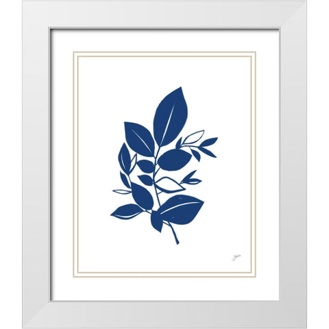 Bay Leaves Blue I White Modern Wood Framed Art Print with Double Matting by Panganiban, Karyn