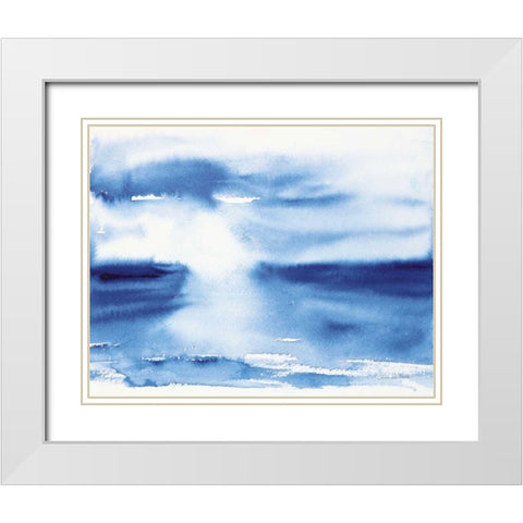 Ocean Blue III White Modern Wood Framed Art Print with Double Matting by Valle, Aimee Del