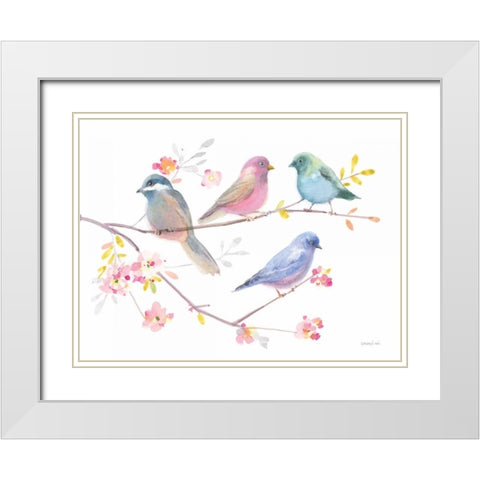 Flight Friends V White Modern Wood Framed Art Print with Double Matting by Nai, Danhui