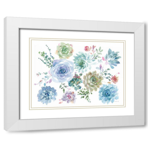 Pretty Succulents White Modern Wood Framed Art Print with Double Matting by Nai, Danhui