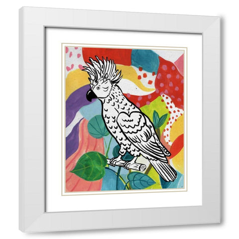 Jungle Cockatoo White Modern Wood Framed Art Print with Double Matting by Zaman, Farida