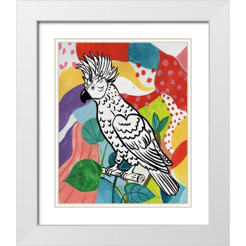 Jungle Cockatoo White Modern Wood Framed Art Print with Double Matting by Zaman, Farida