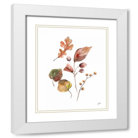 Pieces of Autumn I White Modern Wood Framed Art Print with Double Matting by Panganiban, Karyn