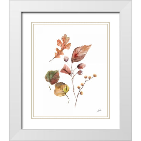 Pieces of Autumn I White Modern Wood Framed Art Print with Double Matting by Panganiban, Karyn