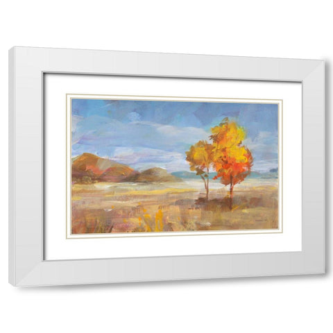 Aspen Meadow White Modern Wood Framed Art Print with Double Matting by Nai, Danhui