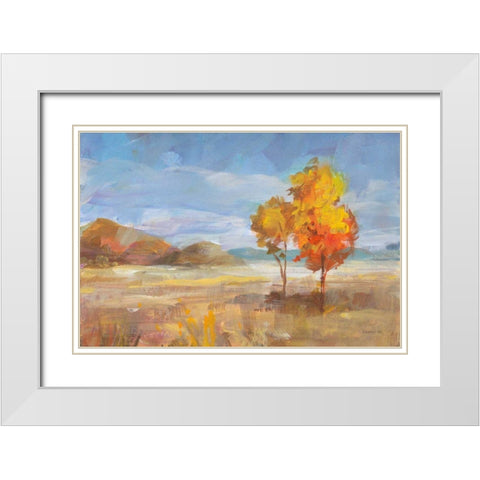 Aspen Meadow White Modern Wood Framed Art Print with Double Matting by Nai, Danhui