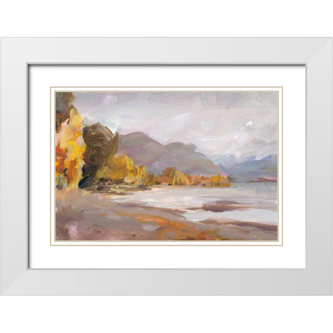 October Coast White Modern Wood Framed Art Print with Double Matting by Nai, Danhui