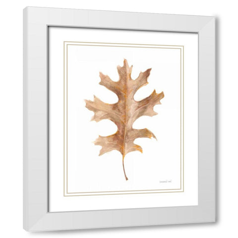 Fallen Leaf I White Modern Wood Framed Art Print with Double Matting by Nai, Danhui