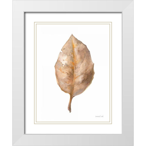 Fallen Leaf II White Modern Wood Framed Art Print with Double Matting by Nai, Danhui