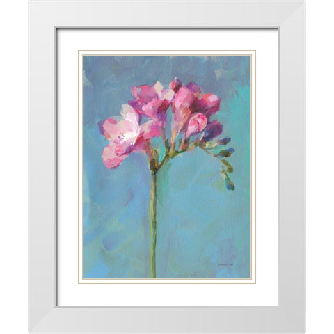 Modern Freesia II White Modern Wood Framed Art Print with Double Matting by Nai, Danhui