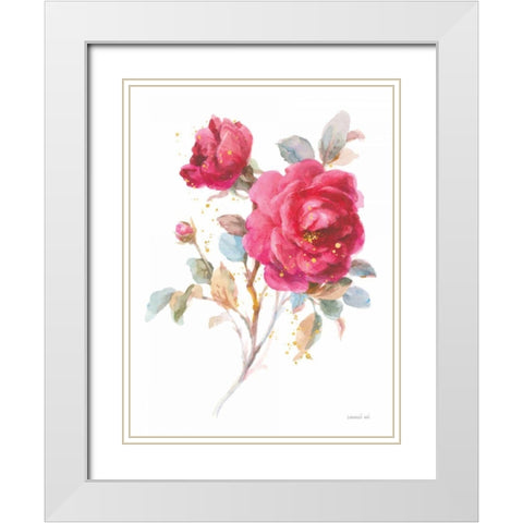 Bold Roses I White Modern Wood Framed Art Print with Double Matting by Nai, Danhui