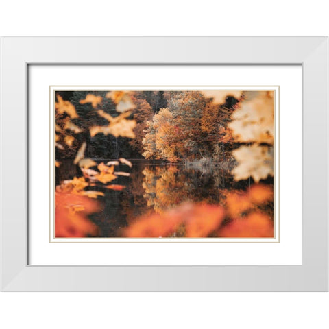 Autumn Reflections White Modern Wood Framed Art Print with Double Matting by Marshall, Laura