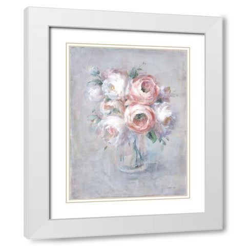 Light Summer Blooms I White Modern Wood Framed Art Print with Double Matting by Nai, Danhui