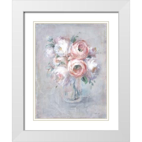 Light Summer Blooms I White Modern Wood Framed Art Print with Double Matting by Nai, Danhui