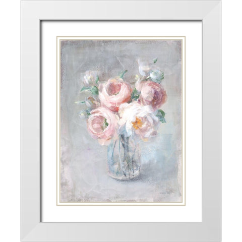 Light Summer Blooms II White Modern Wood Framed Art Print with Double Matting by Nai, Danhui