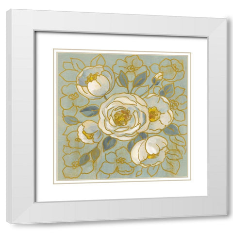 Sage Floral II v2 White Modern Wood Framed Art Print with Double Matting by Vassileva, Silvia