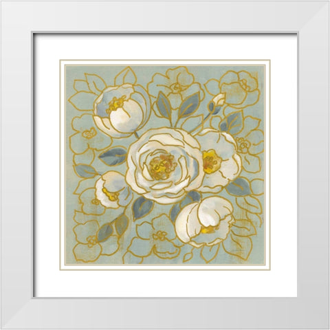 Sage Floral II v2 White Modern Wood Framed Art Print with Double Matting by Vassileva, Silvia