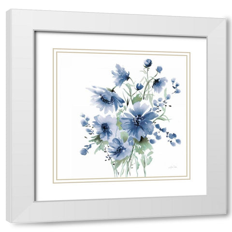 Secret Garden Bouquet I Blue White Modern Wood Framed Art Print with Double Matting by Pete, Katrina