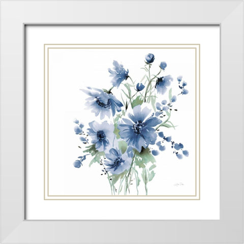 Secret Garden Bouquet I Blue White Modern Wood Framed Art Print with Double Matting by Pete, Katrina