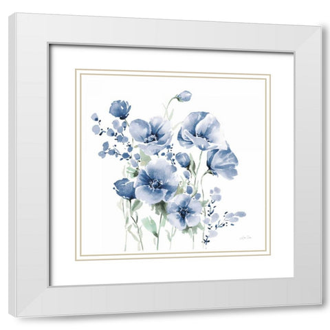 Secret Garden Bouquet II Blue White Modern Wood Framed Art Print with Double Matting by Pete, Katrina