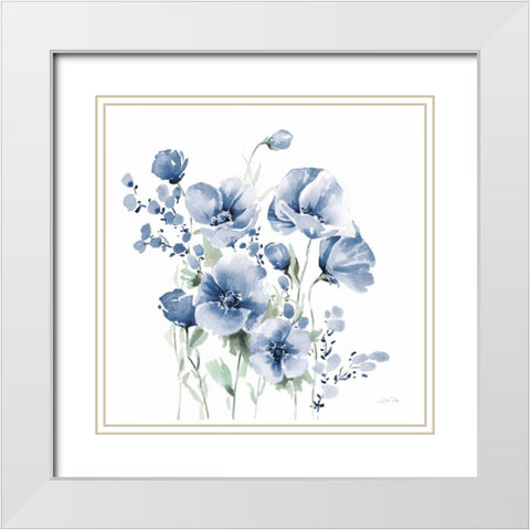 Secret Garden Bouquet II Blue White Modern Wood Framed Art Print with Double Matting by Pete, Katrina