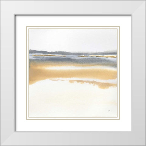 Beige and Gold I White Modern Wood Framed Art Print with Double Matting by Paschke, Chris