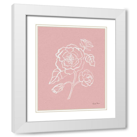 Joyful Peonies IV Pink White Modern Wood Framed Art Print with Double Matting by Zaman, Farida