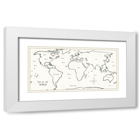 Sketch Map II White Modern Wood Framed Art Print with Double Matting by Schlabach, Sue