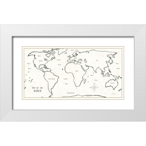 Sketch Map II White Modern Wood Framed Art Print with Double Matting by Schlabach, Sue