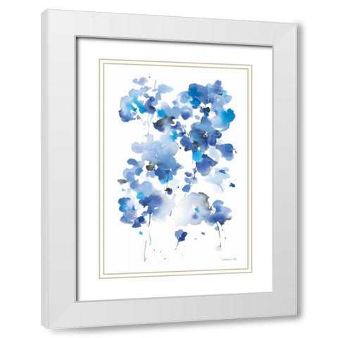 Cascading Petals I White Modern Wood Framed Art Print with Double Matting by Nai, Danhui