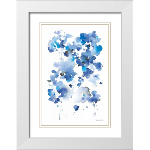 Cascading Petals I White Modern Wood Framed Art Print with Double Matting by Nai, Danhui