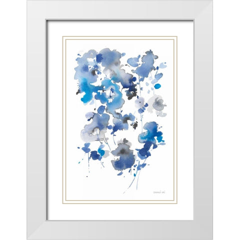 Cascading Petals II White Modern Wood Framed Art Print with Double Matting by Nai, Danhui