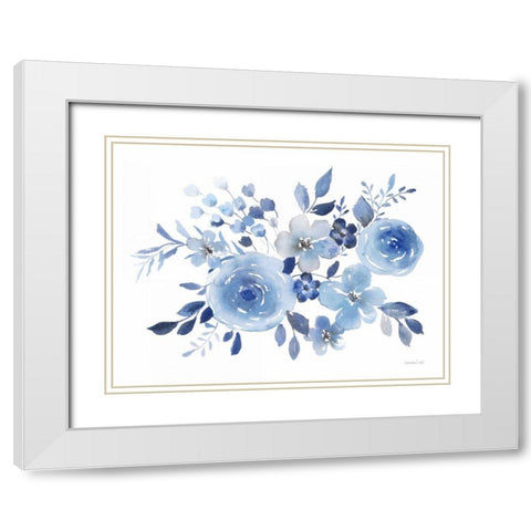 Fresh Blue Bower I White Modern Wood Framed Art Print with Double Matting by Nai, Danhui