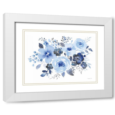 Fresh Blue Bower II White Modern Wood Framed Art Print with Double Matting by Nai, Danhui
