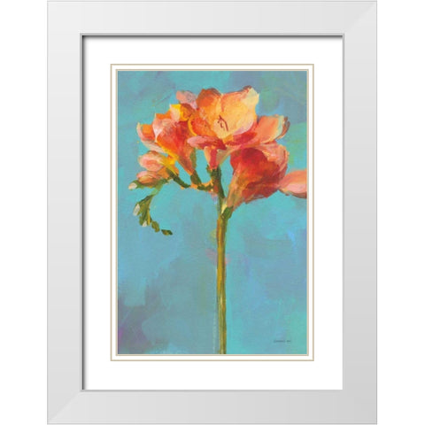 Modern Floral II White Modern Wood Framed Art Print with Double Matting by Nai, Danhui