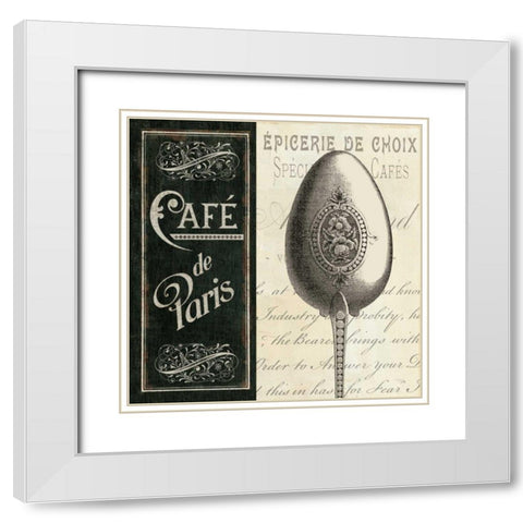 French Menu I White Modern Wood Framed Art Print with Double Matting by Pela Studio